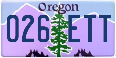 OR license plate 026ETT