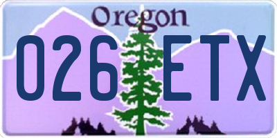 OR license plate 026ETX