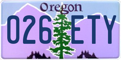 OR license plate 026ETY