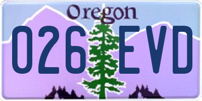 OR license plate 026EVD