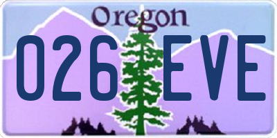 OR license plate 026EVE