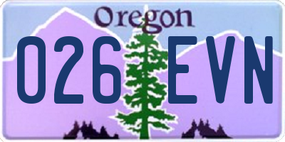 OR license plate 026EVN