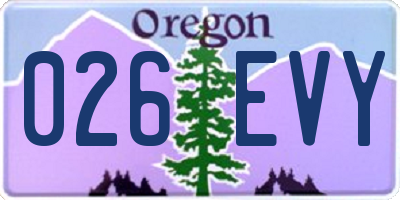 OR license plate 026EVY