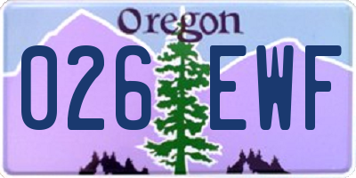 OR license plate 026EWF