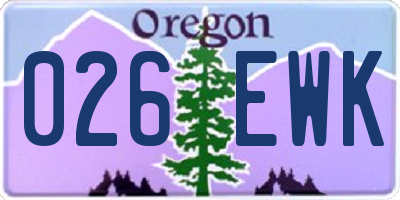 OR license plate 026EWK