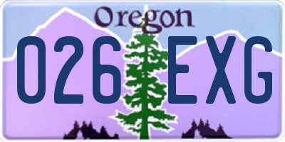 OR license plate 026EXG