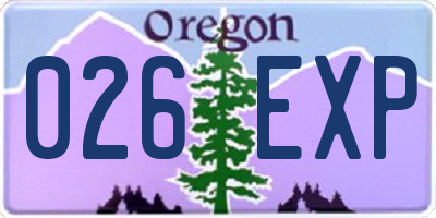 OR license plate 026EXP