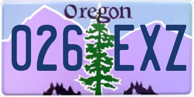 OR license plate 026EXZ