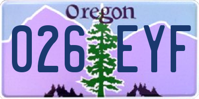 OR license plate 026EYF