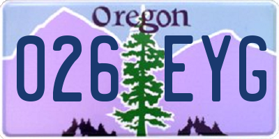 OR license plate 026EYG