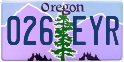OR license plate 026EYR