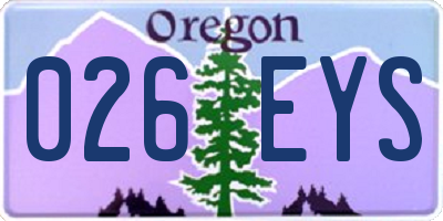 OR license plate 026EYS