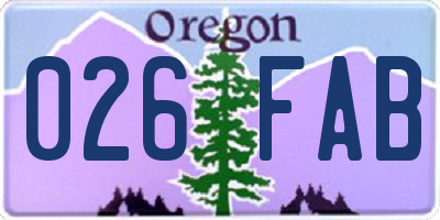 OR license plate 026FAB