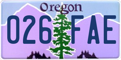 OR license plate 026FAE