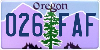 OR license plate 026FAF
