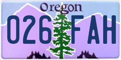 OR license plate 026FAH