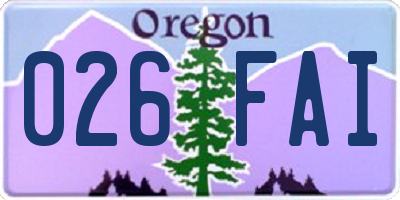 OR license plate 026FAI