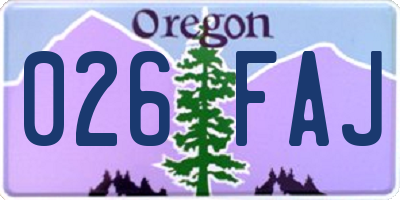 OR license plate 026FAJ