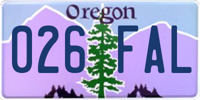 OR license plate 026FAL