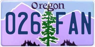 OR license plate 026FAN