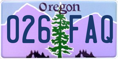 OR license plate 026FAQ