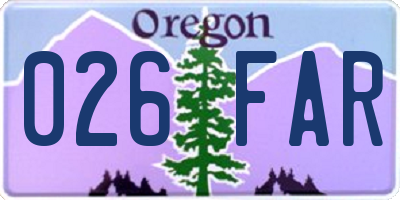 OR license plate 026FAR