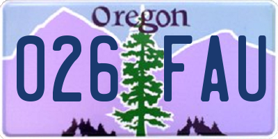 OR license plate 026FAU