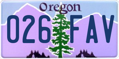 OR license plate 026FAV
