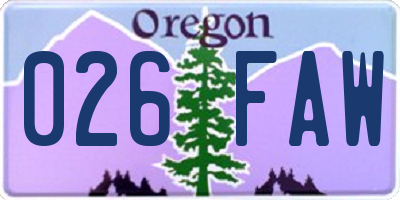 OR license plate 026FAW