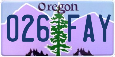 OR license plate 026FAY