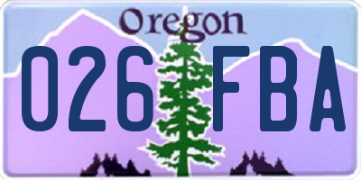 OR license plate 026FBA