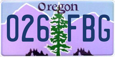 OR license plate 026FBG