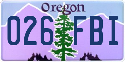 OR license plate 026FBI