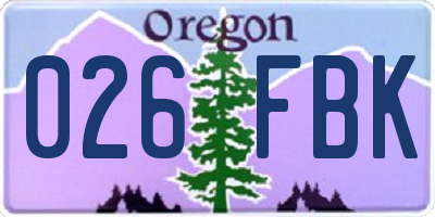 OR license plate 026FBK