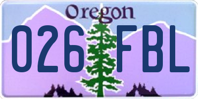 OR license plate 026FBL
