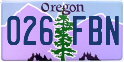 OR license plate 026FBN