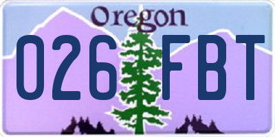 OR license plate 026FBT