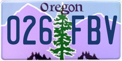 OR license plate 026FBV