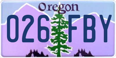 OR license plate 026FBY