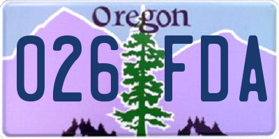 OR license plate 026FDA