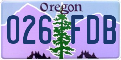 OR license plate 026FDB