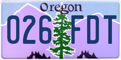 OR license plate 026FDT