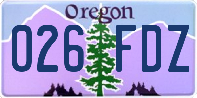 OR license plate 026FDZ