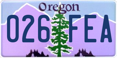 OR license plate 026FEA