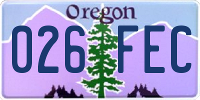 OR license plate 026FEC