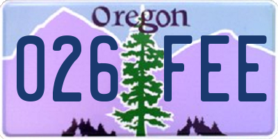 OR license plate 026FEE