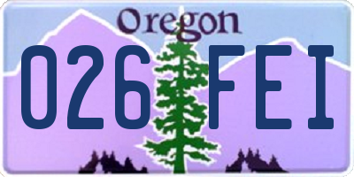 OR license plate 026FEI