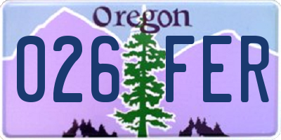 OR license plate 026FER