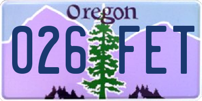OR license plate 026FET