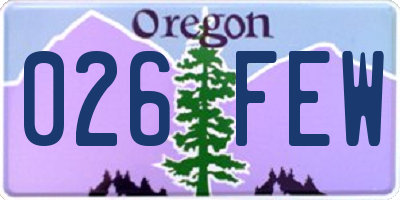 OR license plate 026FEW